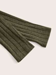 SHEIN EZwear Solid Scoop Neck Crop Tee - Army Green - View 4