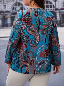 SHEIN Clasi Áo sơ mi Plus Size Paisley Boho - Nhiều màu - Xem 2