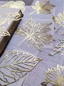 10pcs Leaf Design Decorative Craft Paper Back To School - Gold - View 1