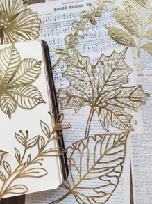 10pcs Leaf Design Decorative Craft Paper Back To School - Gold - View 2