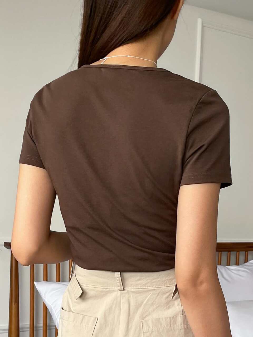 Solid V Neck Tee