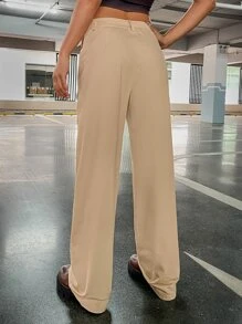 SHEIN ICON Colourblock Flap Pocket Lace Up Front Trousers - Khaki - View 2