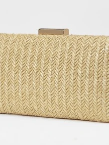 SHEIN VCAY Minimalist Straw Bag - Beige - View 9