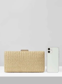 SHEIN VCAY Minimalist Straw Bag - Beige - View 10