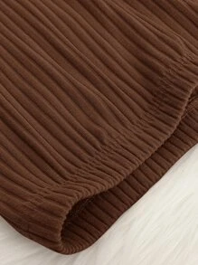 SHEIN Essnce Plus Ribbed Knit Leggings - Brown - View 4