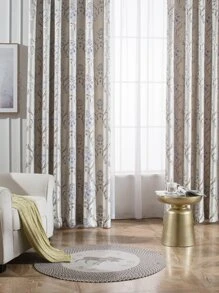 花卉圖案1片遮光窗簾 - 彩色 - 查看 1