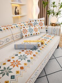 1pc Geometric Print Anti-slip Sofa Towel - Multicolor - View 1
