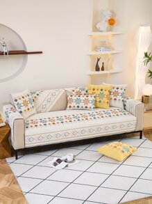 1pc Geometric Print Anti-slip Sofa Towel - Multicolor - View 4