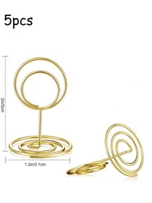 5pcs Circle Design Place Card Holder - Gold - View 5