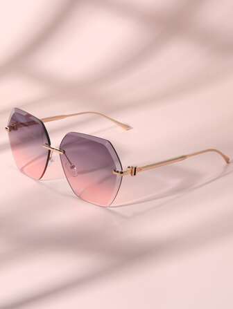 無框幾何鏡片太陽眼鏡