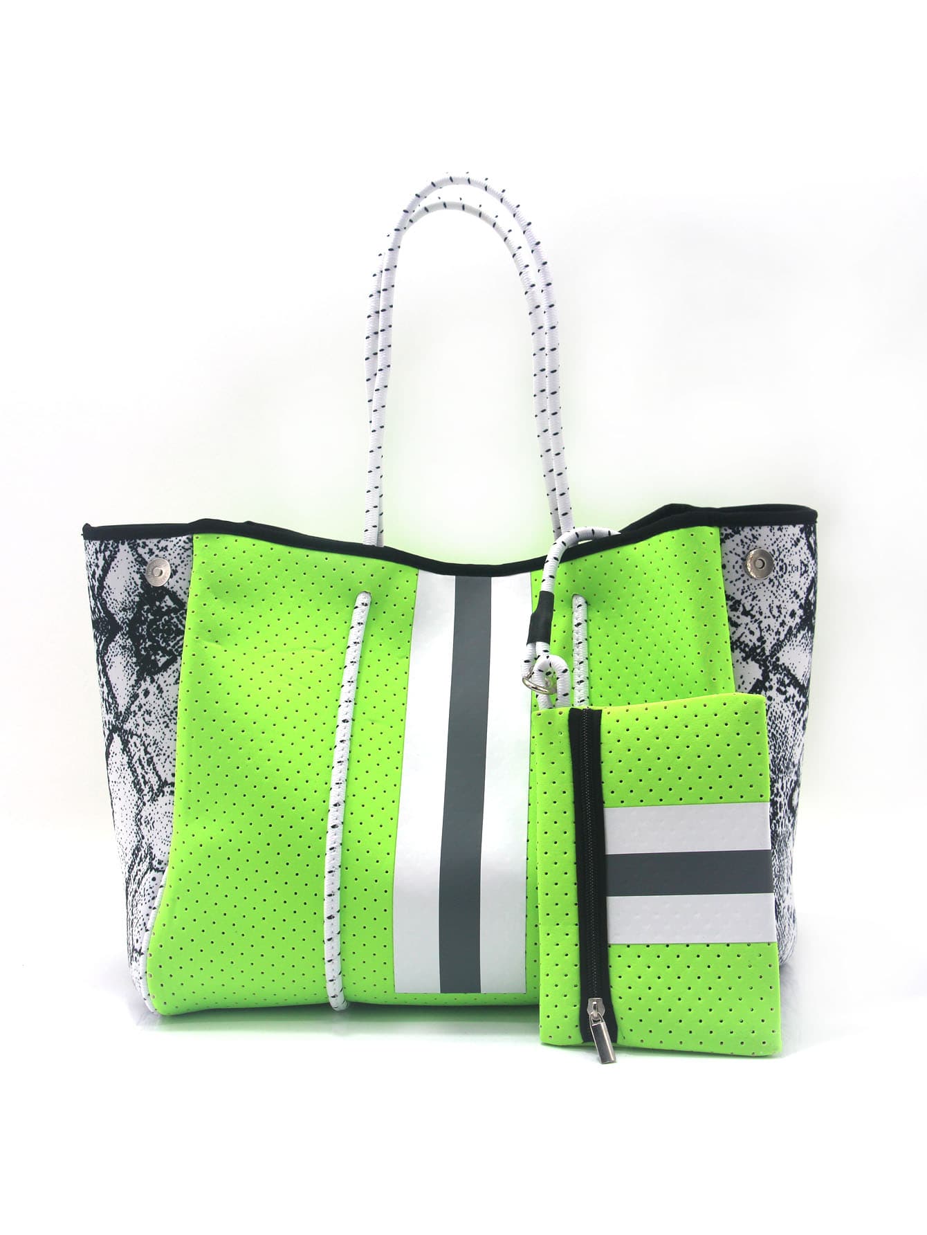 Túi Xách tay Nữ Snakeskin In Đôi tay cầm Đúng mốt - màu xanh lá - Xem 1