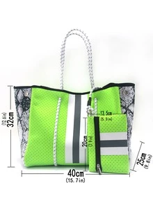 Túi Xách tay Nữ Snakeskin In Đôi tay cầm Đúng mốt - màu xanh lá - Xem 3