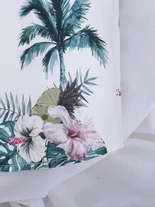 SHEIN Boys Tropical Print Shirt Without Tee - White - View 5