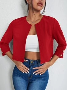 SHEIN Essnce Stevig jack met open voorkant - Rood - Bekijken 1