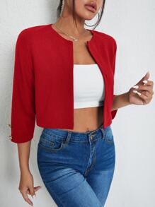 SHEIN Essnce Stevig jack met open voorkant - Rood - Bekijken 3