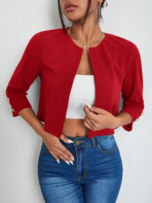 SHEIN Essnce Stevig jack met open voorkant - Rood - Bekijken 4