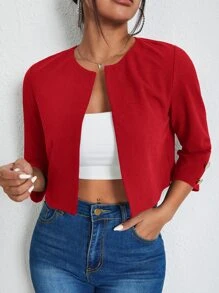 SHEIN Essnce Stevig jack met open voorkant - Rood - Bekijken 5