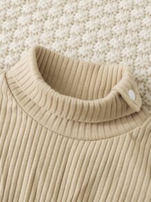 SHEIN 嬰兒嬰兒2入組條紋針織高領連體衣 - 彩色 - 查看 3