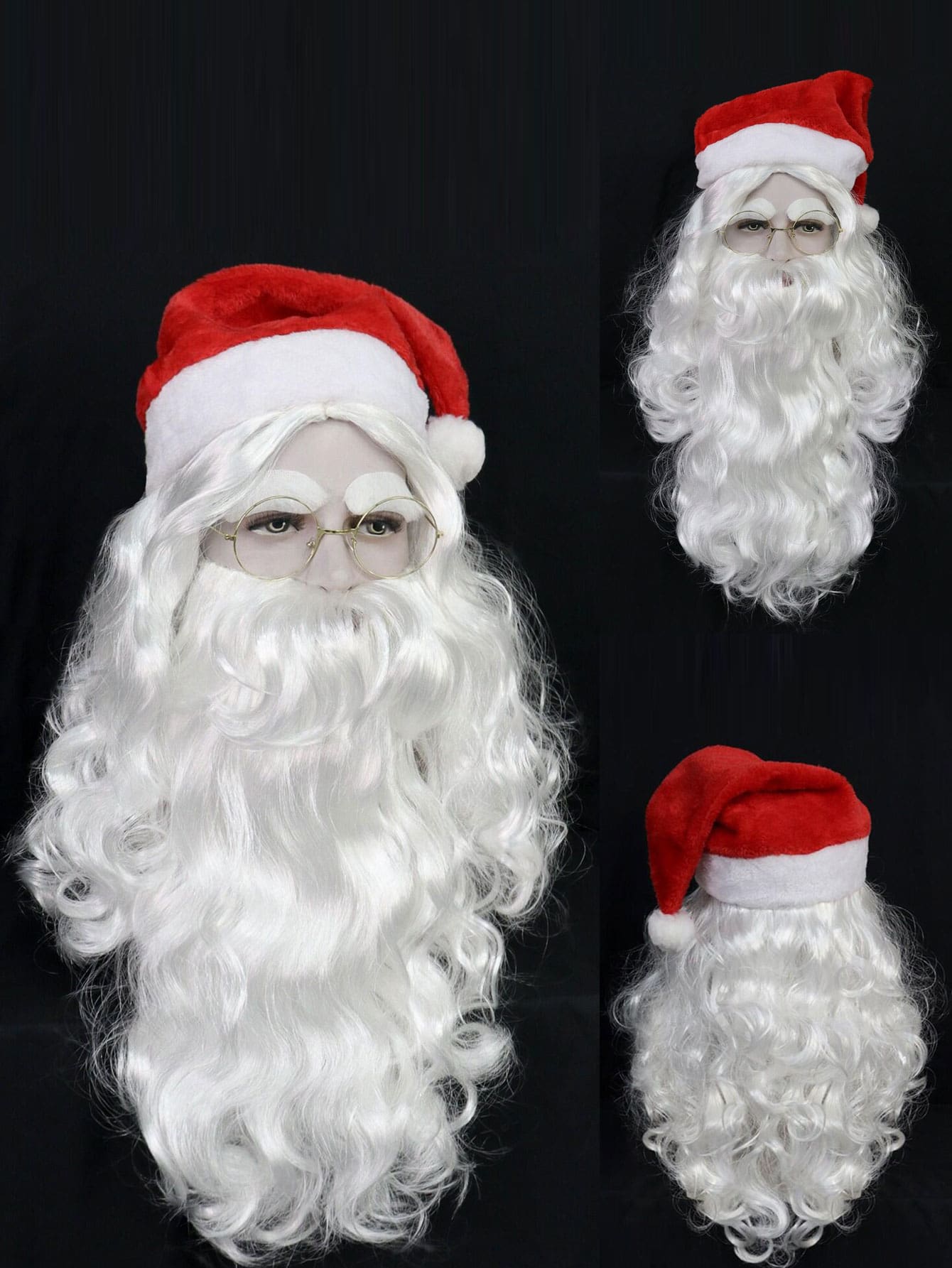 1 Giáng Sinh Xoăn Dài Cosplay Tổng Hợp Bộ Tóc Giả Có Râu Và 1 Nón - trắng - Xem 1
