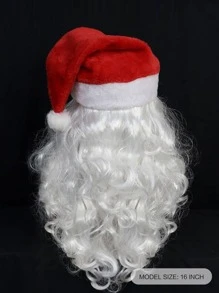 1 Giáng Sinh Xoăn Dài Cosplay Tổng Hợp Bộ Tóc Giả Có Râu Và 1 Nón - trắng - Xem 2