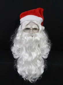 1 Giáng Sinh Xoăn Dài Cosplay Tổng Hợp Bộ Tóc Giả Có Râu Và 1 Nón - trắng - Xem 3