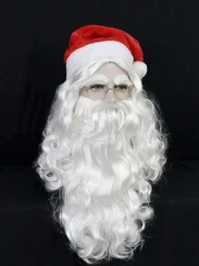 1 Giáng Sinh Xoăn Dài Cosplay Tổng Hợp Bộ Tóc Giả Có Râu Và 1 Nón - trắng - Xem 4