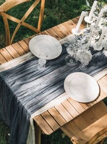 Solid Crumpled Table Runner - Navy Blue - View 3