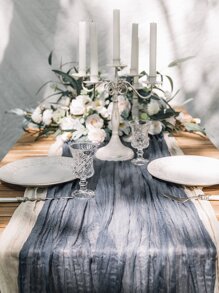 Solid Crumpled Table Runner - Navy Blue - View 5