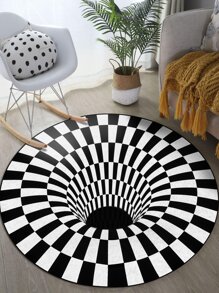 1入組格紋印花地毯