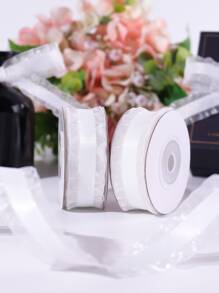 1入組素色禮品包裝絲帶 - 白色 - 查看 3