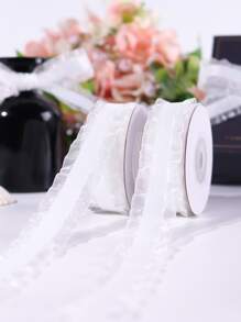 1入組素色禮品包裝絲帶 - 白色 - 查看 4