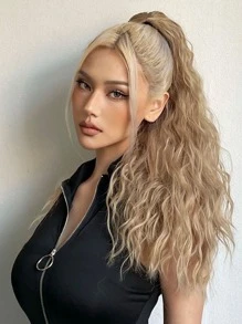 長款小波浪馬尾合成纖維接髮帶爪 - 棕色 - 查看 1