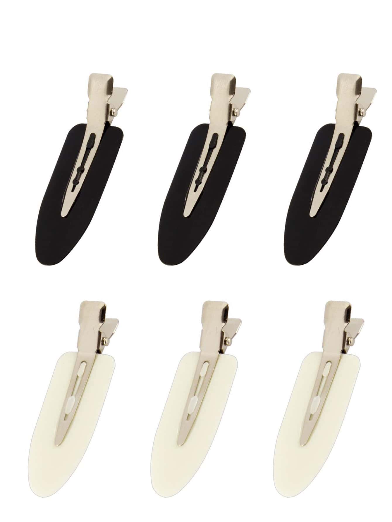 6 piezas Pinzas de pelo de cocodrilo con diseño geométrico informal - Blanco y Negro - Ver 1