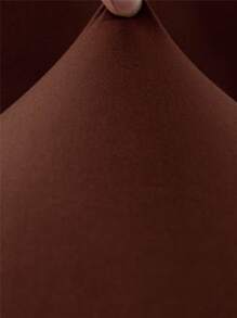 1pc Four Seasons Solid Color Stretch Chair Slipcover, For Dining Room, Hotel, Ceremony - Coffee Brown - View 4