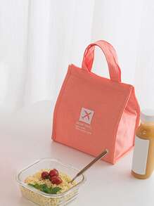 1pc Plane & Slogan Graphic Waterproof Lunch Bag - Orange - View 7