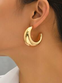 極簡風格開口耳環 - 金黃色 - 查看 2