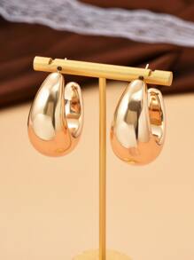 極簡風格開口耳環 - 金黃色 - 查看 3