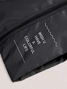 Túi du lịch họa tiết Slogan 8 chiếc, Túi đựng đồ vệ sinh đa năng màu đen khi đi du lịch, Phong cách Boho - màu đen - Xem 2