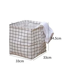 1 pieza Caja de almacenamiento con estampado de cuadros ropa - Blanco - Ver 2