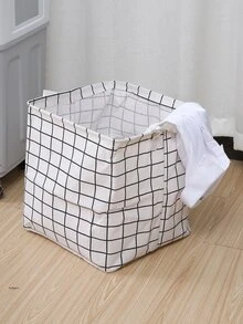 1 pieza Caja de almacenamiento con estampado de cuadros ropa - Blanco - Ver 6
