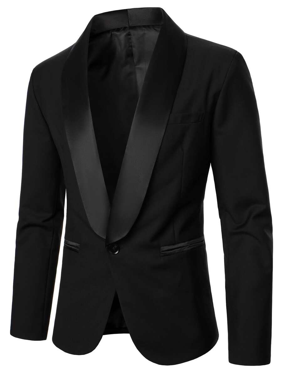 Manfinity AFTRDRK Men Shawl Collar Single Button Blazer - Black - View 1