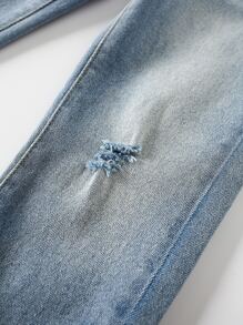 Toddler Boys Ripped Elastic Waist Jeans - Light Wash - View 4