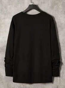 EASEVO Men Plus Rose & Letter Graphic Tee - Black - View 2