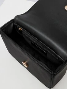 MOTF PREMIUM MINI METAL DECOR FLAP SQUARE BAG - Black - View 4