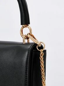 MOTF PREMIUM MINI METAL DECOR FLAP SQUARE BAG - Black - View 6