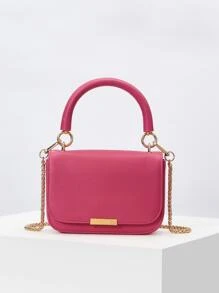 MOTF PREMIUM MINI METAL DECOR FLAP SQUARE BAG - Hot Pink - View 10
