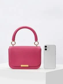 MOTF PREMIUM MINI METAL DECOR FLAP SQUARE BAG - Hot Pink - View 8