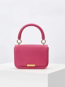 MOTF PREMIUM MINI METAL DECOR FLAP SQUARE BAG - Hot Pink - View 2