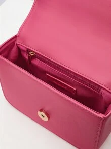 MOTF PREMIUM MINI METAL DECOR FLAP SQUARE BAG - Hot Pink - View 11