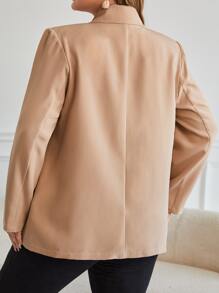 SHEIN Clasi Plus Lapel Neck Double Breasted Blazer - Apricot - View 2